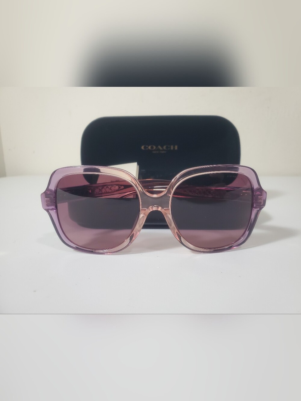 Coach Women's Translucent Amethyst/Pink-Burgundy Gradient Polarized Sunglasses